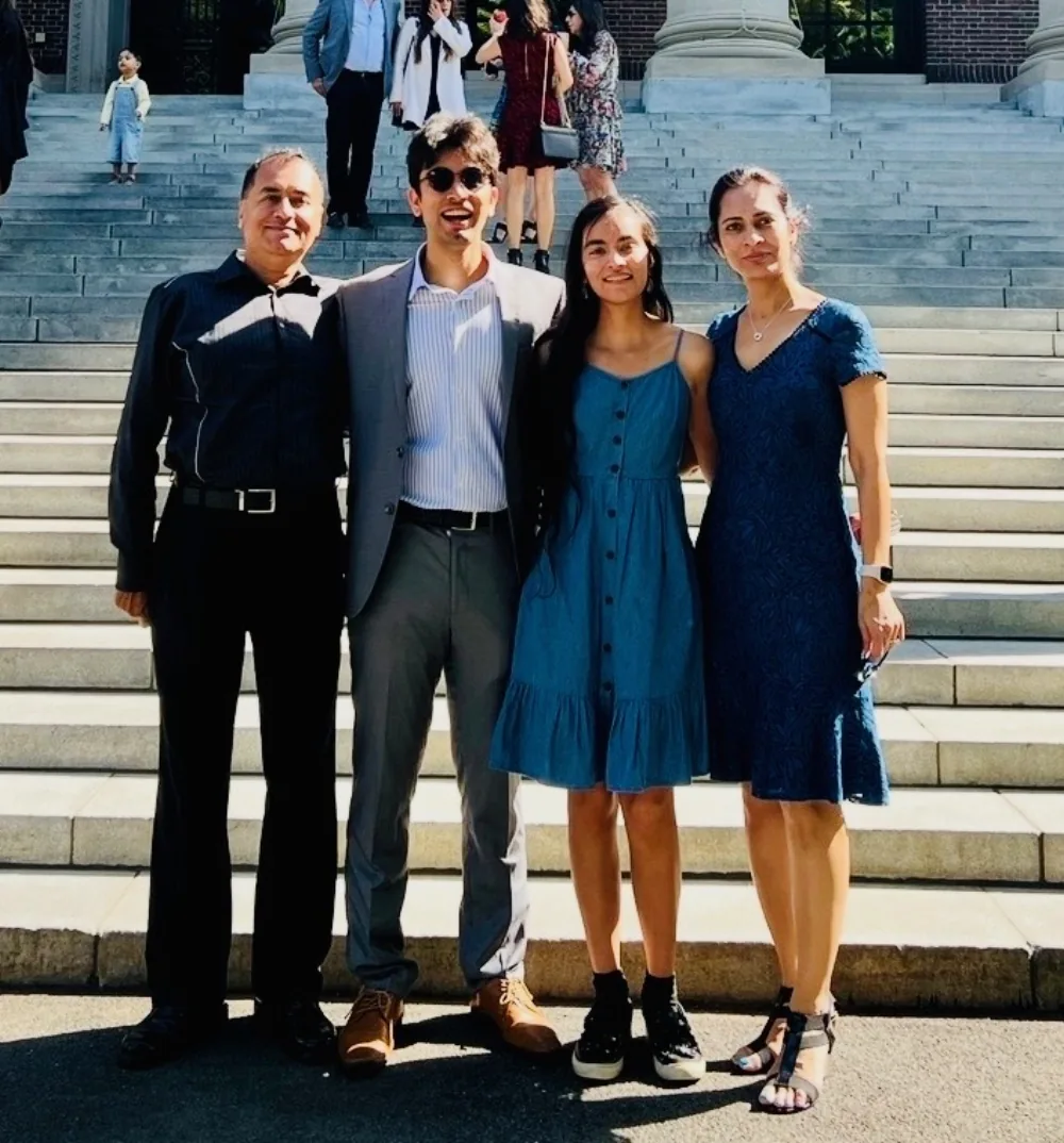 Jasmeen Pombra with her family at a graduation ceremony